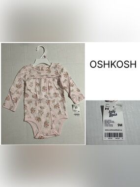 OSHKOSH - 9M - NWT - INFANT GIRLS GOLD PINK FLORAL BODYSUIT / ONESIE